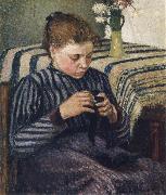 Camille Pissarro Woman sewing oil painting picture wholesale